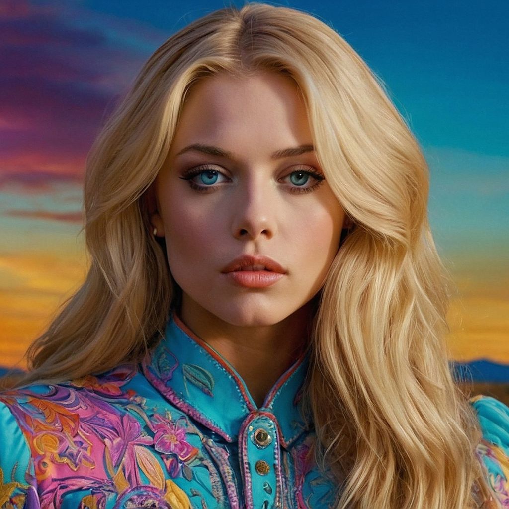 Close portrait of Stevie Pearl, the world’s biggest pop star, meeting the viewer’s gaze against a desert sunset. The image holds the central tension of the novel — surface brilliance and the private cost that the story eventually refuses to keep hidden.