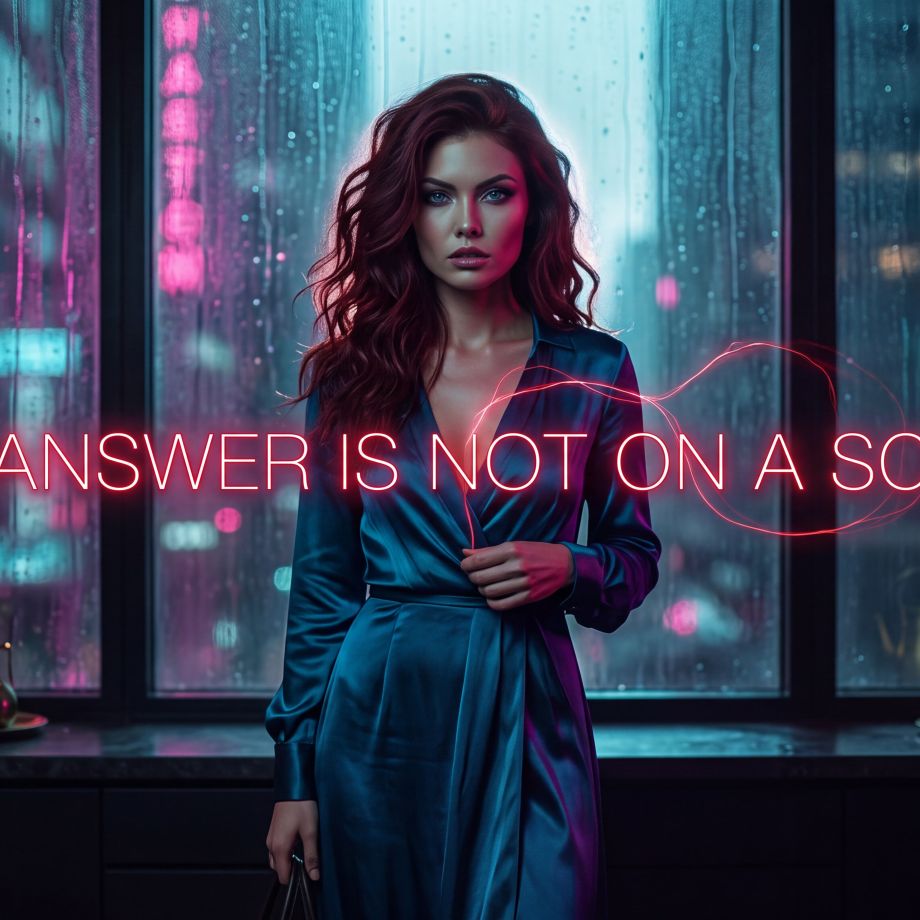 Intro image for the article, The Non-Neutral Human. The answer is not on a screen., Into image to article. Zeus in his cosmic workshop creating synthetic knowledge., Stevie Pearl wearing a cyan top with a pink dress. She's standing in a field with pink and blue sky behind her., A beautiful, young blonde woman sitting on the beach in a white cardigan. Golden hour. Close up, candid.